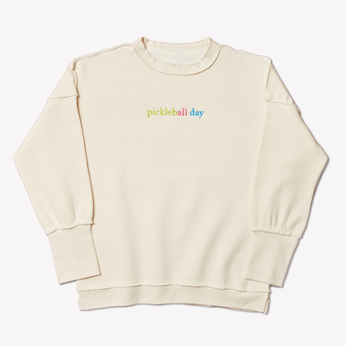Women's Raw Edge Pickleball day Crewneck Sweatshirt