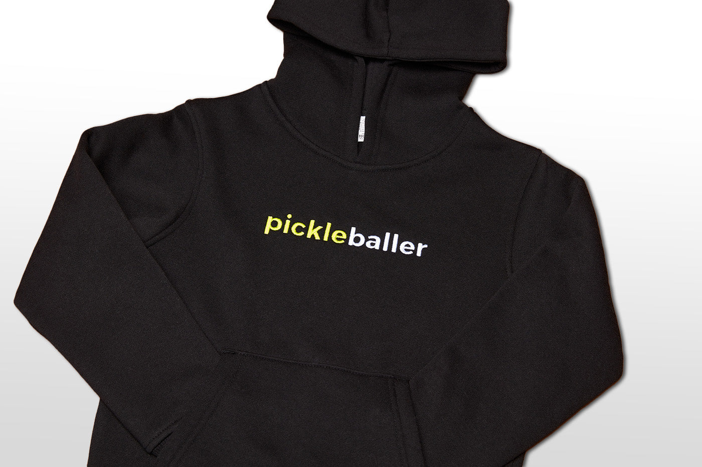 Kids Neon Green Embroidered Pickleballer Hoodie